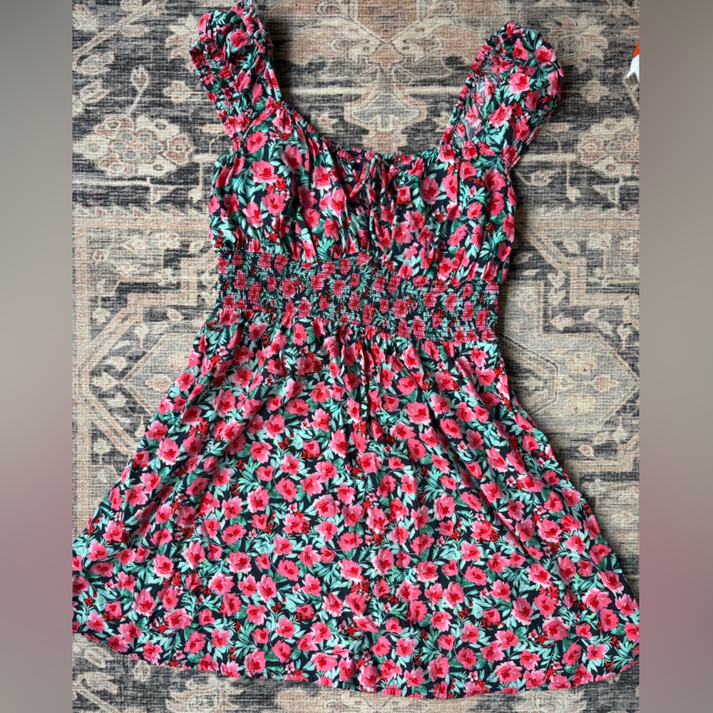 Old Navy Floral Smocked One-Piece - Red & Green
